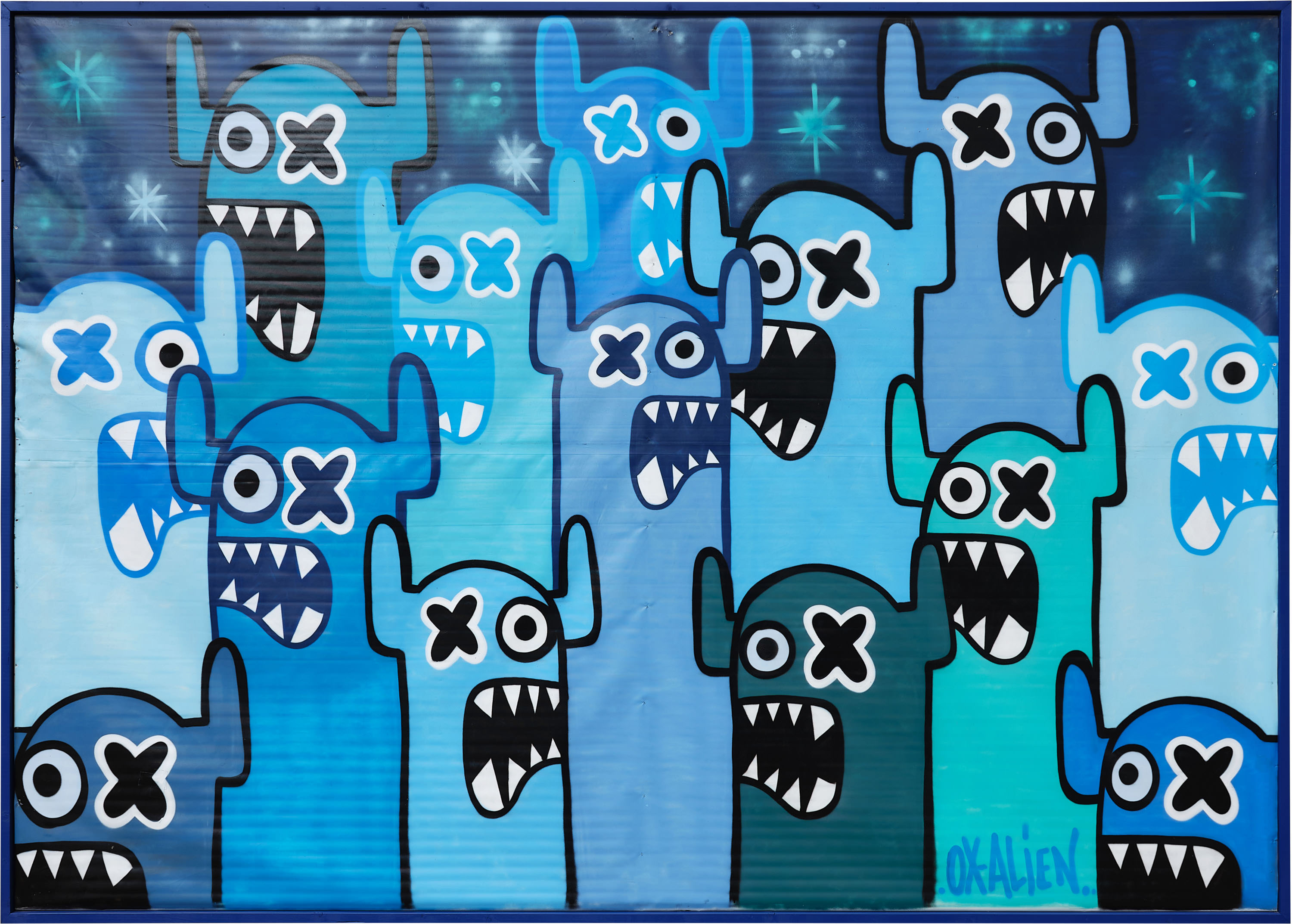 OX Alien Blue aliens graffiti Straat museum